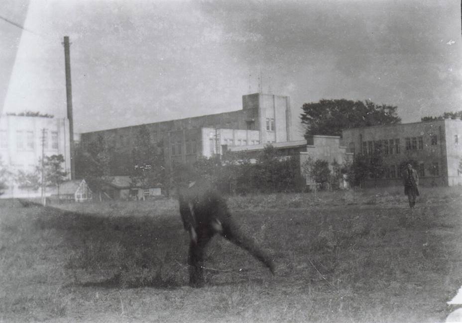 グラウンドでのボール投げ