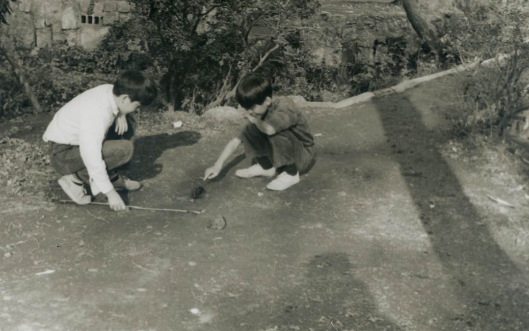 小動物をつつく